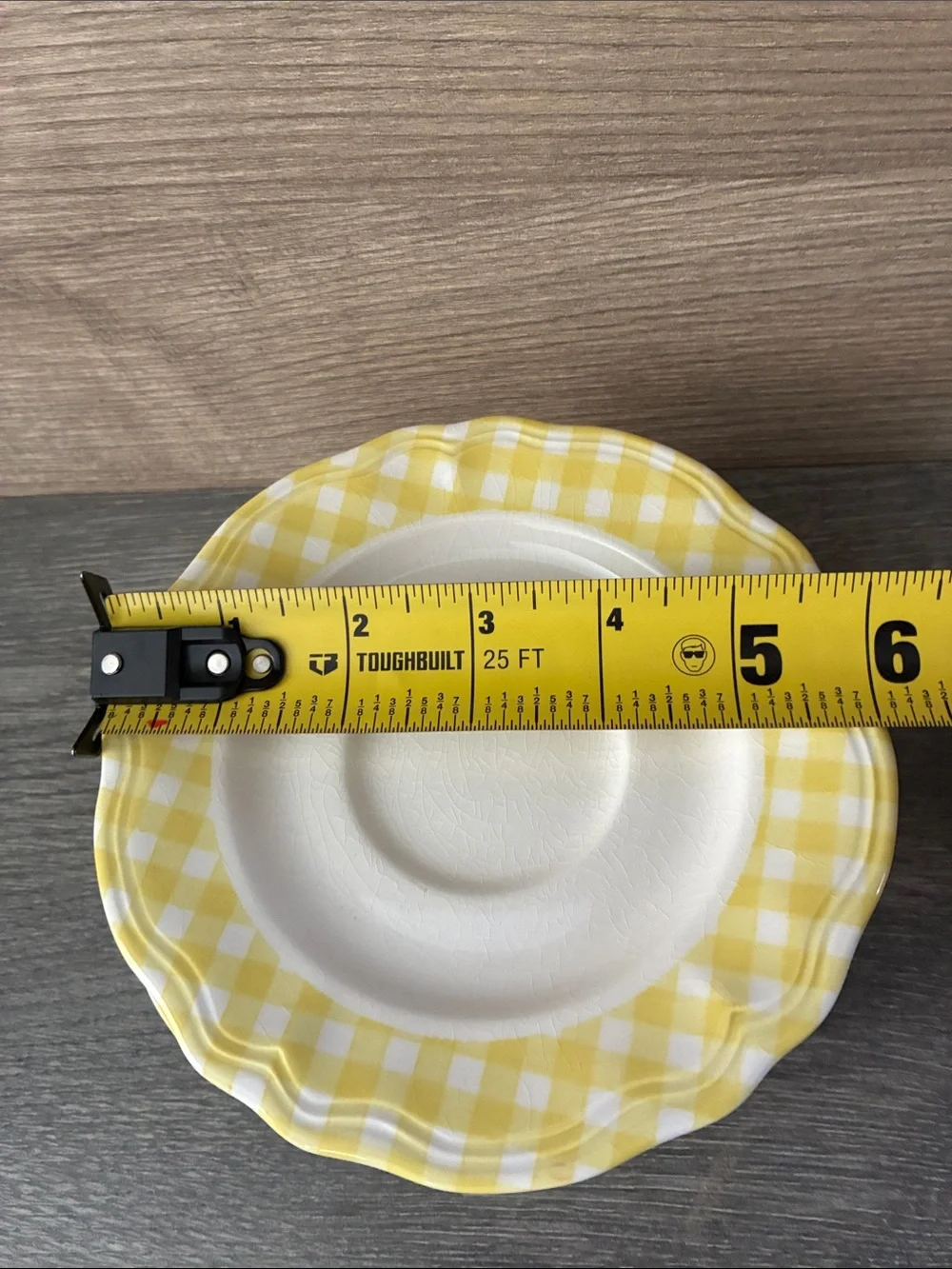 Sears Judy Ironstone 4004 Yellow Check Saucers ONLY Set of 6
